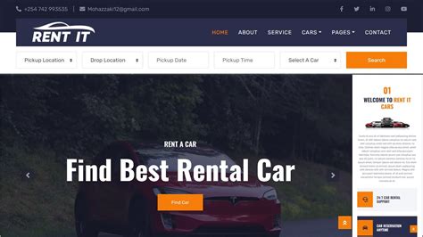 car rental website source code html css