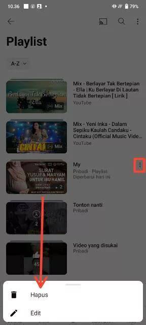Cara Hapus Playlist YouTube