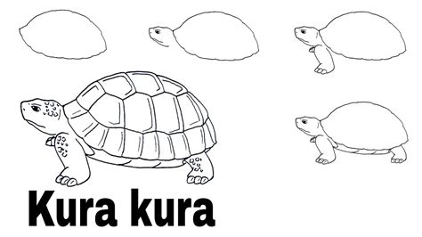 cara menggambar kura-kura