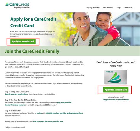 CareCredit credit card application