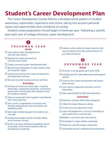 career development plan example for students