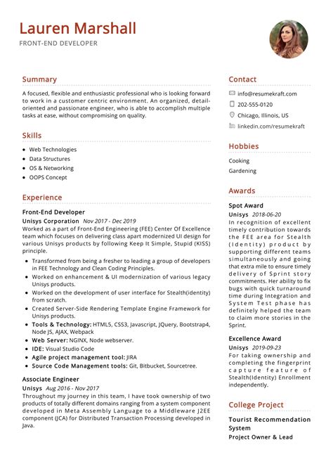 career objective for front end developer fresher