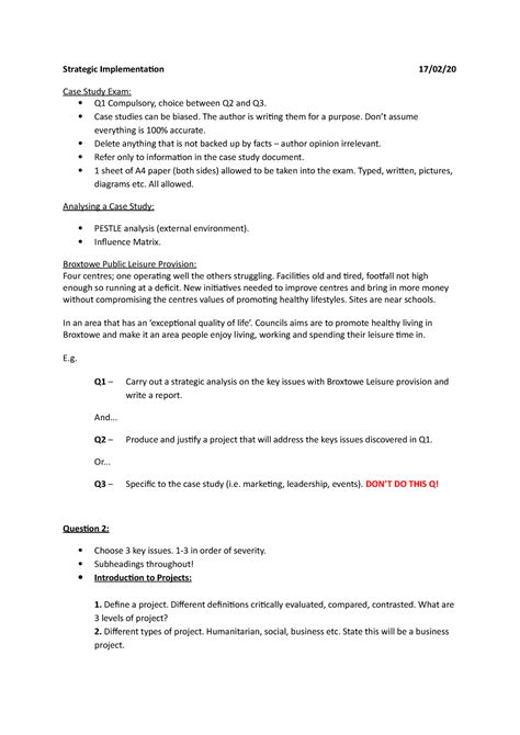 case analysis exam example