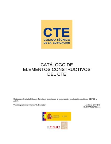 Cat Logo De Elementos Constructivos Del Cte