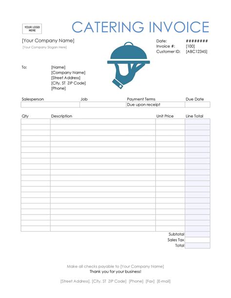 catering invoice example word