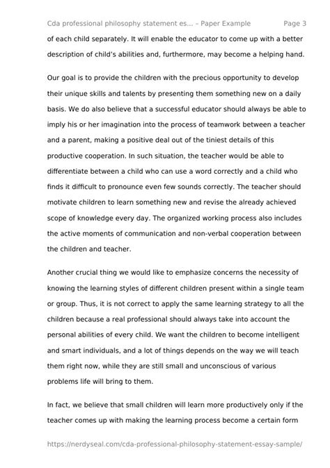 cda professional philosophy statement examples