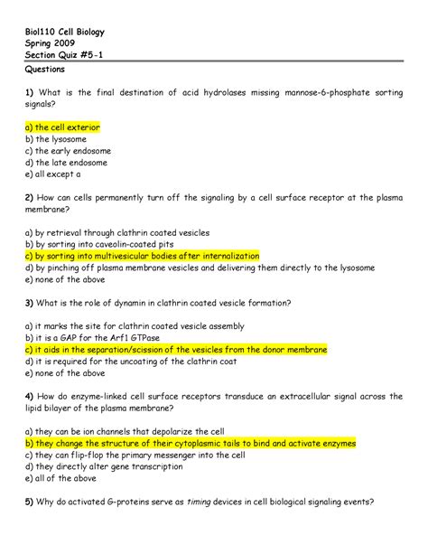 cell biology multiple choice questions with answers pdf
