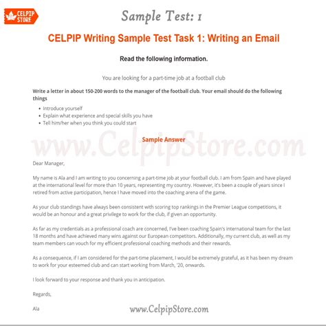 celpip email writing examples