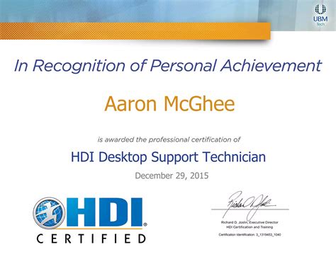 certification for desktop support technician