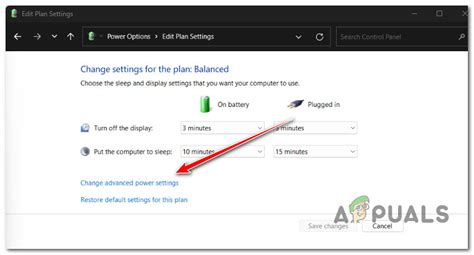 change advanced power settings not working