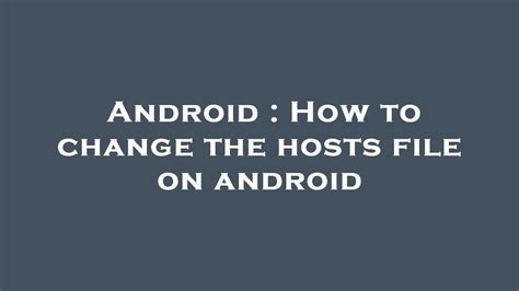 change android hostname without root