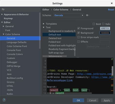 change background color of code editor in intellij