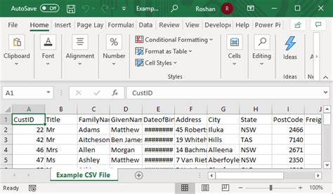 change csv file into excel