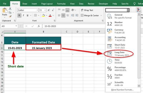 change date number to date format in excel formula