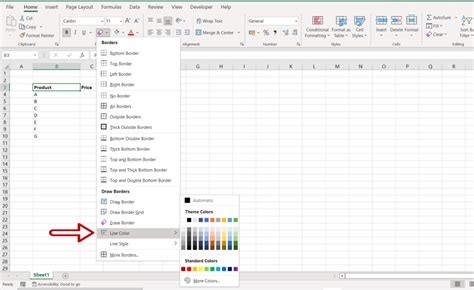 change default border color excel