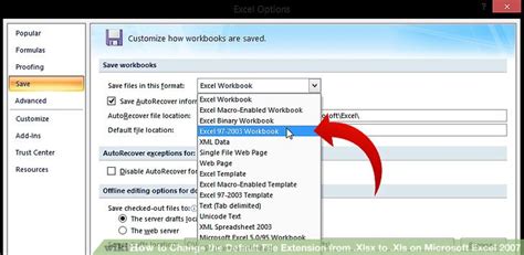 change default excel file extension