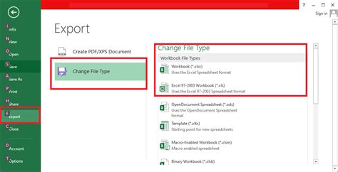change excel file type online