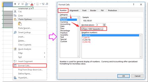 change excel to us number format