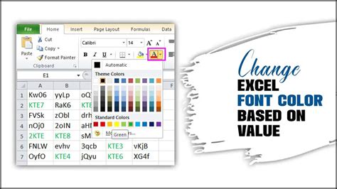 change font color in excel cell based on value