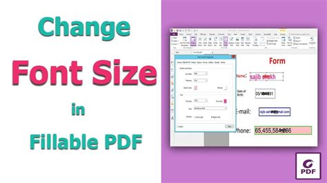 change font size in fillable pdf form foxit