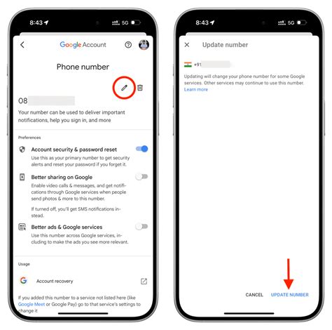 change google phone number verification