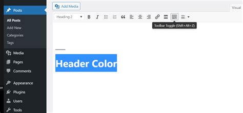 change header colour in wordpress