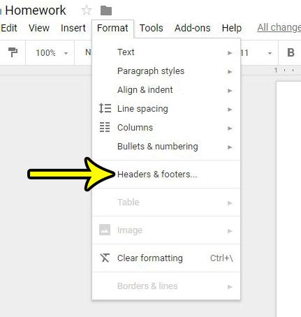 change header size google docs