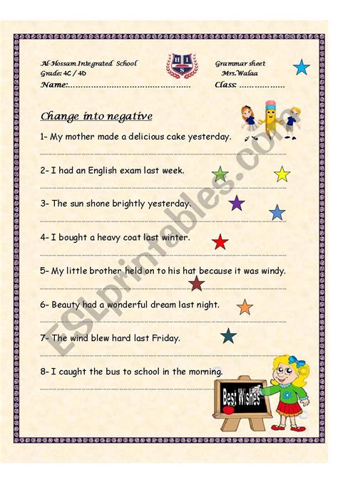 change into negative sentence exercise