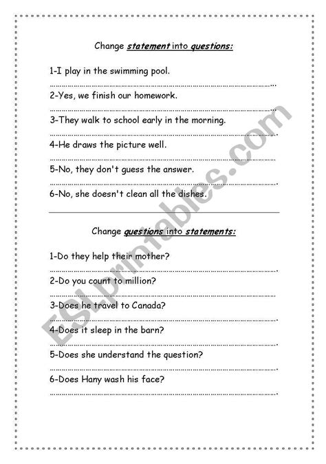 change into negative sentence worksheet with answers