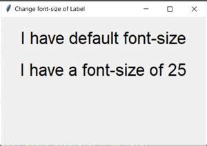 change label text size tkinter