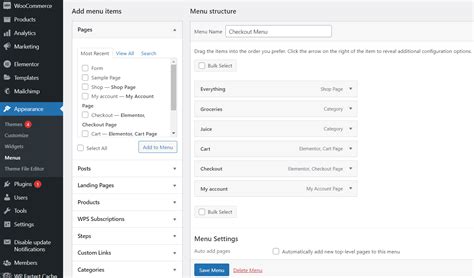 change menu in wordpress