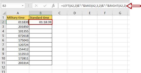 change military time to standard time excel