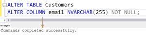 change null column to not null in sql
