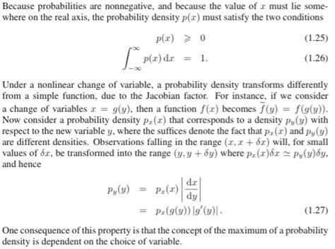 change of variable density
