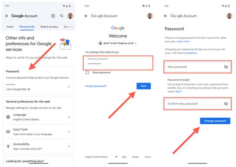 change password option