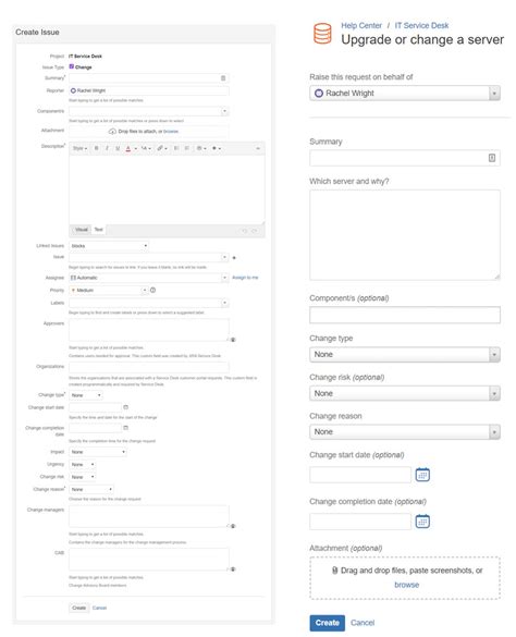change request template jira