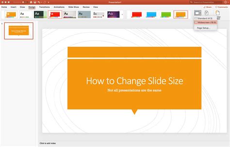 change slide size powerpoint ipad