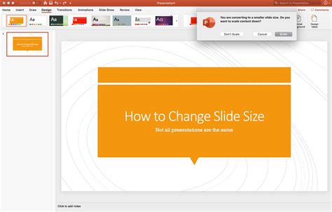 change slideshow size powerpoint