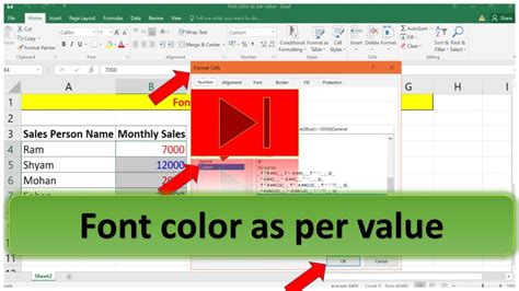 change text colour in excel based on value