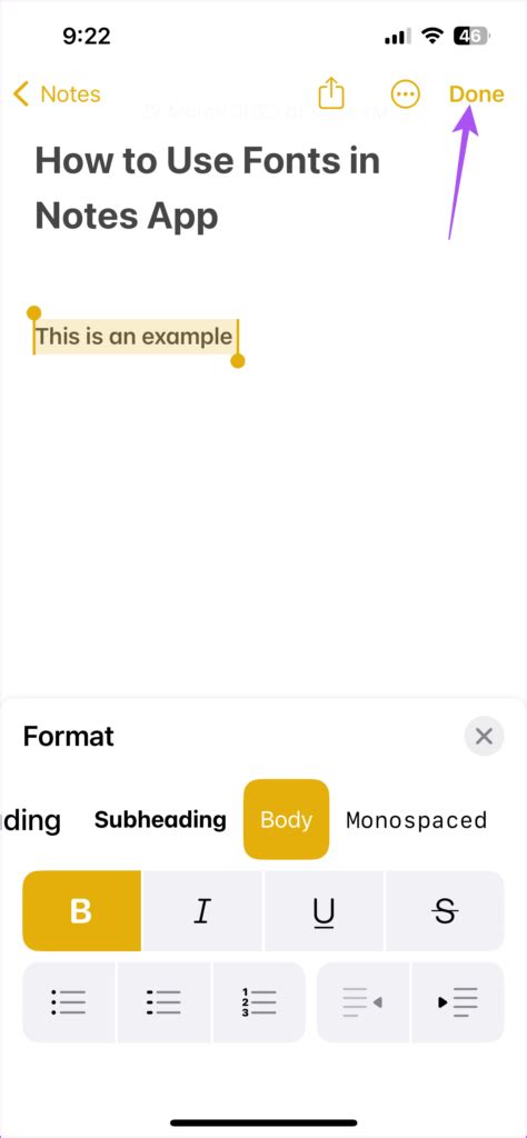 change text size in apple notes