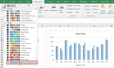 change the default colors in excel