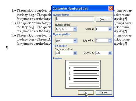 change the selected text to the default bullet type in word
