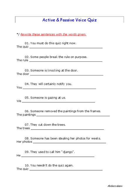 changing active to passive voice quiz with answers pdf free