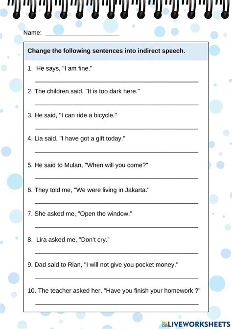 changing sentence exercise for class 7
