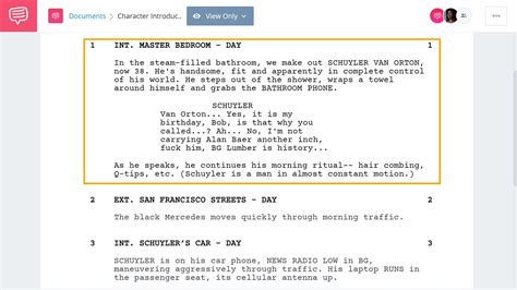 character description examples screenplay