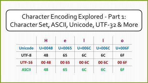 character encoding comparison table