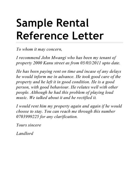 character reference example for renting