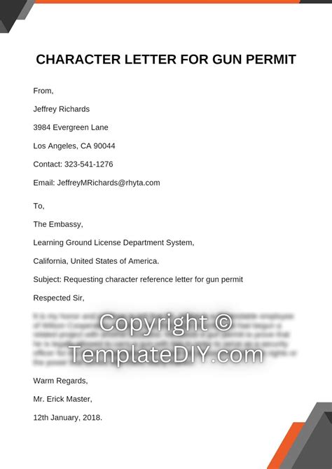 character reference letter example for gun permit