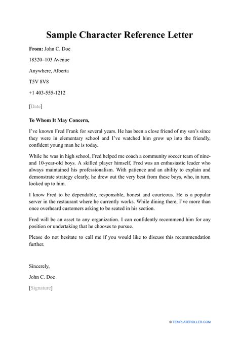 character reference letter sample pdf