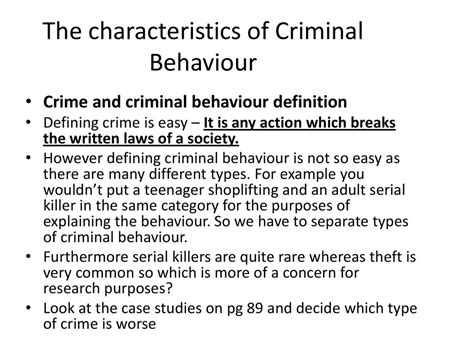characteristic of criminal behaviour